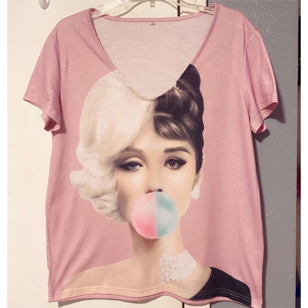 Graphic V Neck Tee